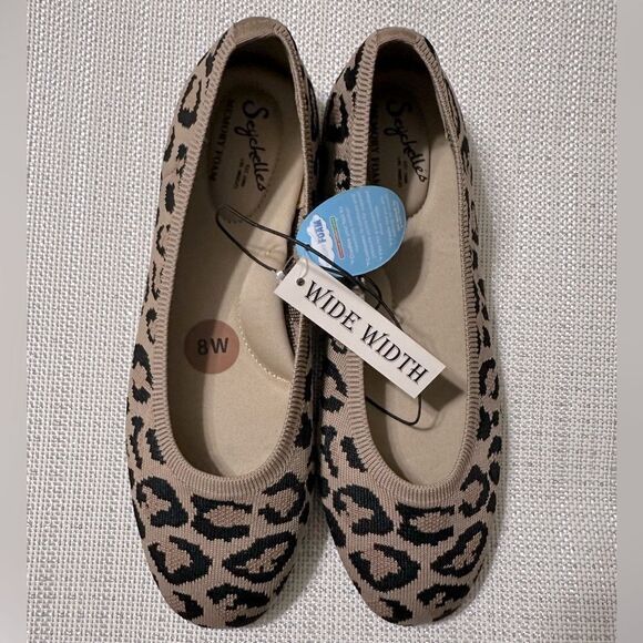 Seychelles 8W/9W Tan Brown Black Animal Leppard Print Knit Memory Foam Flats - Picture 9 of 9